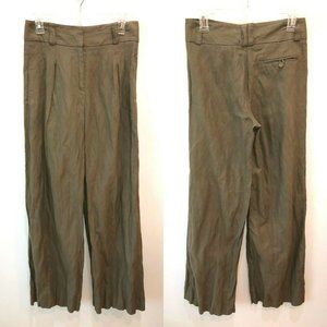 Kenneth Cole Womens Size 4 Beige Linen Blend Pleated Wide Leg Pants New USA $190